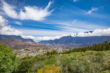 village of Cilaos in the middle of Reunion Island, French departement in the Indian Ocean