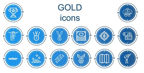 Editable 14 gold icons for web and mobile