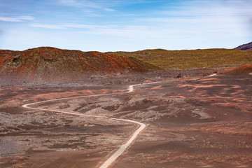 Piton de la Fournaise, very active volcano on the French Island La Reunion in the Indian Ocean,...