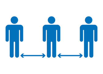 Keep social distance icon. Arrow guidance. People keeping distance for prevent virus sign. Infection risk and disease. Health care concept, preventive measures. Vector illustration