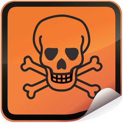 Sticker orange produit toxique (reflet métal)