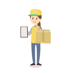 Delivery Girl and Box Vector