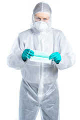 mask of a respirator to protect against airborne respiratory diseases, such as flu, coronavirus, ebola. Isolated.