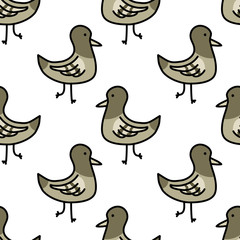 pigeon seamless doodle pattern, vector illustration