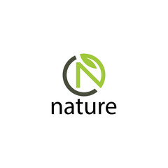 N nature logo concept template.