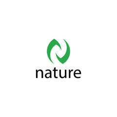 N nature logo concept template.