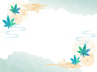 frame of Japanese maple  with water color texture