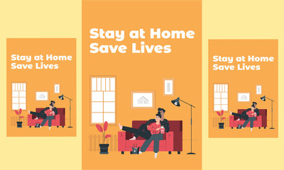 Naklejka premium Awareness poster for corona pandemic. Its stay home poster.