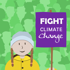 Fight climate change greeting card of girl protest
