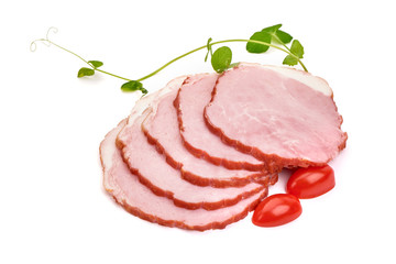 Smoked holiday ham, isolated on white background