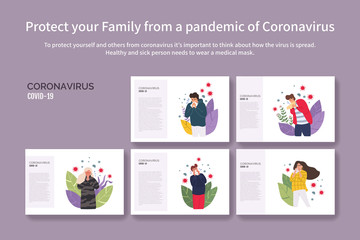 People coughing in arm, tissue. Virus germs spread in the air. Person during respiratory disease. Vector illustration in a flat style