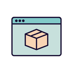 Delivery box inside website line and fill style icon vector design