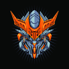 Vector illustration, Mecha head with sacred geometry pattern