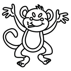 Monkey Smoking Cigar Concept, circus and amusement park things on white bakcground, Chimp with Cigarette Vector Icon design
