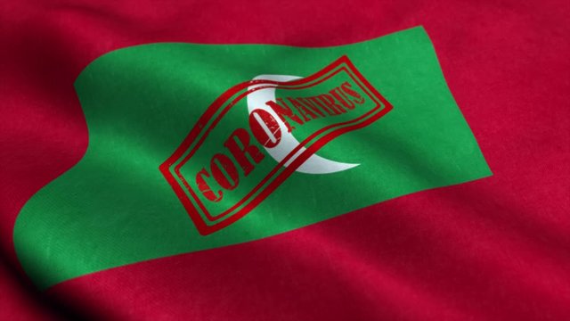 Coronavirus stamp on the flag of Maldives. Coronavirus concept