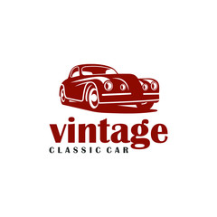 Fototapeta premium Vintage Classic Car Logo Elegant Retro Automobile Silhouette Vector for Automotive Restoration Garage Workshop and Antique Car Club Branding