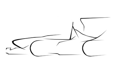 Formula race car  drawn in abstract steam-line-like style vector ilustration