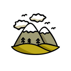 mountains doodle icon, vector illustration
