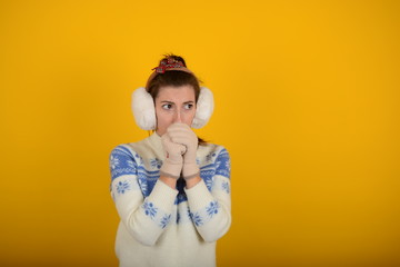 beautiful woman in a white sweater