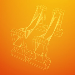 Bridge connection structure. Wireframe low poly mesh vector illustration.
