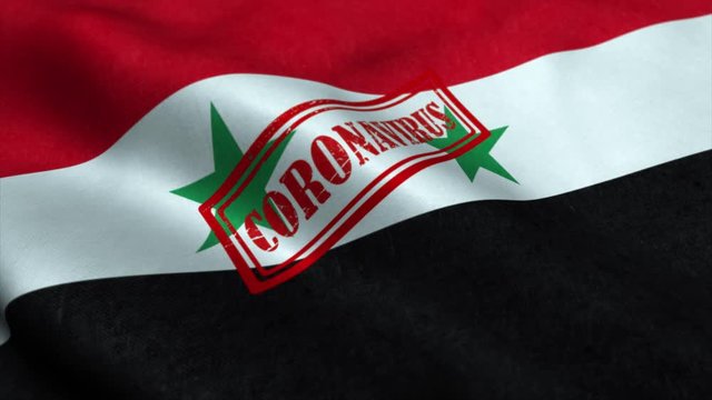 Coronavirus stamp on the flag of Syria. Coronavirus concept