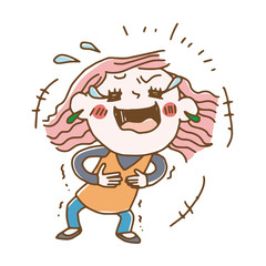 Obraz premium Illustration of a woman laughing laughing and crying