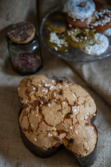 Traditional italian easter dove bread cake The counterpart of the two well-known Italian Christmas desserts, panettone and pandoro. Colomba easter