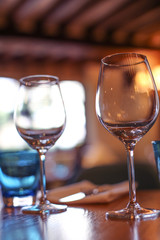 wine glasses on a table