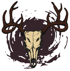 deer head skull vector illustration