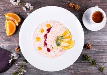 
oatmeal with fruit breakfast