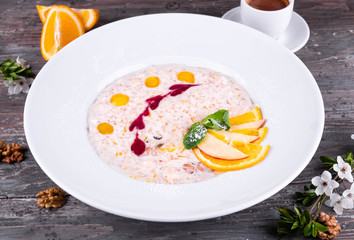 
oatmeal with fruit breakfast