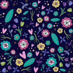 floral seamless pattern background on a dark