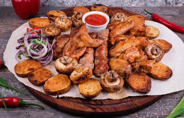 set of meat on grill 