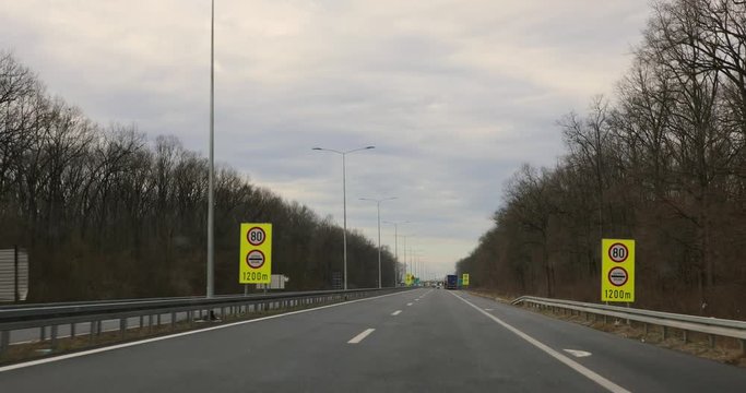 Driving at Highway Road to Customs Douane Traffic Sign