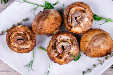 grilled mushrooms with greens 