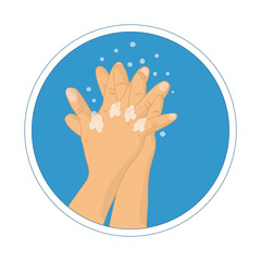 Washing hands with soap vector sign.  How to wash your hands infographic. Hand Washing Instruction