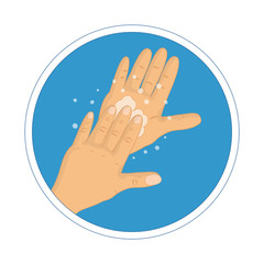 Wash Hands with soap vector illustration. How to wash your hands infographic.