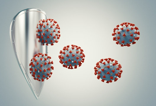 Covid coronavirus 2019 virus shield protection concept, 3d rendering