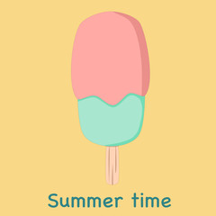 Summer time, Ice cream for summer season. Pastel color ice cream background. Ice cream object. Pastel ice cream vector.