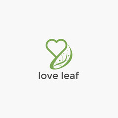 ILLUSTRATION SIMPLE MINIMALIST ABSTRAT LOVE ISOLATED WITH LEAF LOGO ICON TEMPLATE DESIGN VECTOR