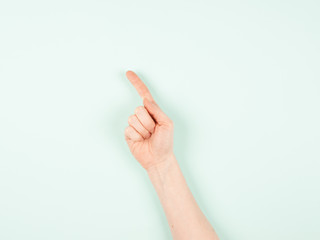 the hand with the index finger outstretched hand, a symbol, to indicate, to show, pointing the finger