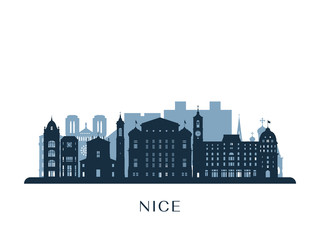 Naklejka premium Nice skyline, monochrome silhouette. Vector illustration.