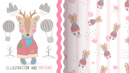 Pretty baby deer - seamless pattern