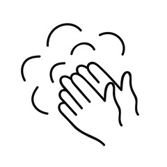 Hand washing with soap. Hands and foam. Vector simple icon for infographic or website. Prevention and treatment of coronavirus covid-19 2019-ncov