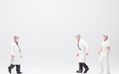 Simple Conceptual Photo, Mini figure doctors and nurses mini figure evacuation of infected patients