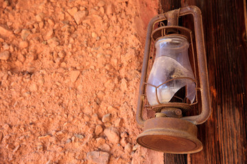 Calico, California / USA - August 23, 2015: An old oil lamp in Calico Ghost Town, Calico, California, USA