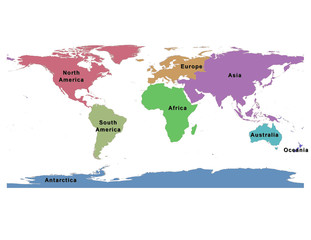 World map of eight continents-Global map