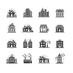 Architecture city vector icon set