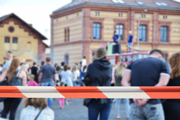 barrier tape separating public places