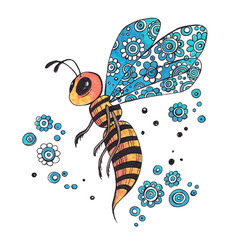 illustration of a wasp, a stylized drawing of an insect wasp
